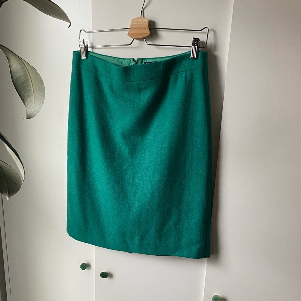 J. Crew Vibrant Green Wool Pencil Skirt